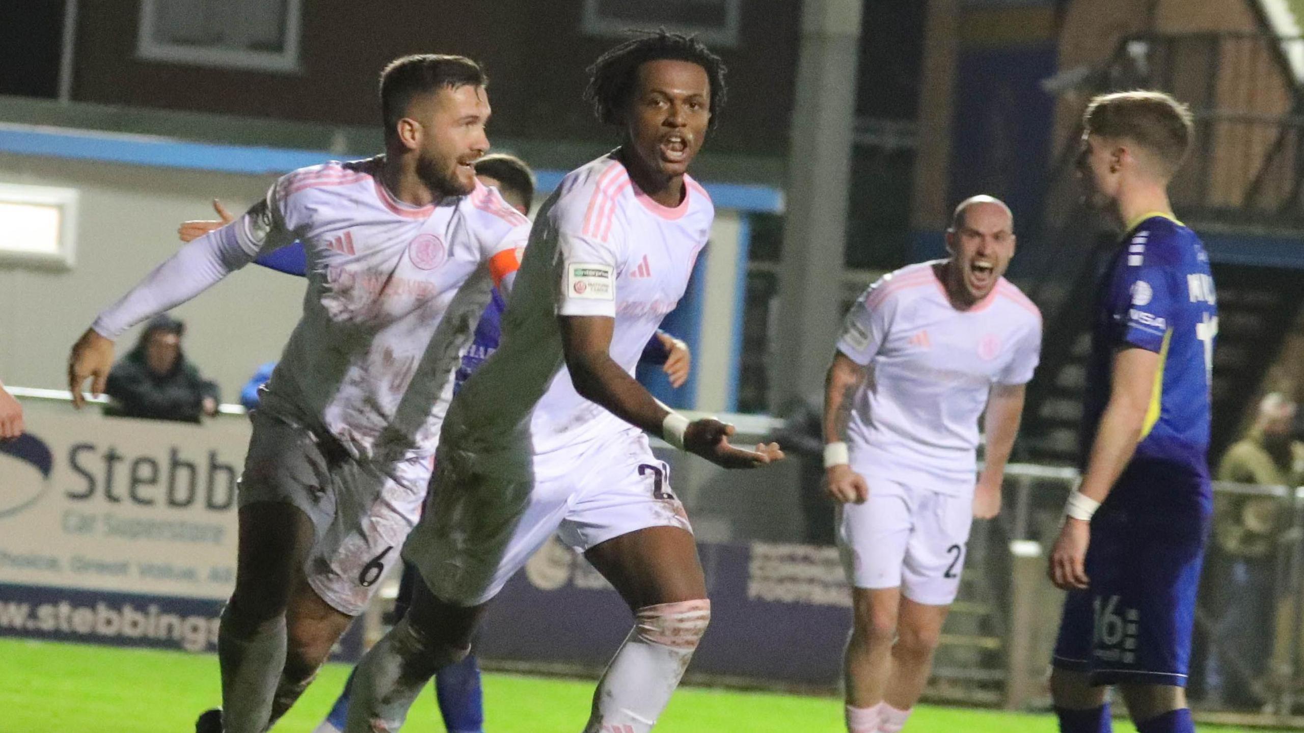Ethan McLeod celebrates for Macclesfield