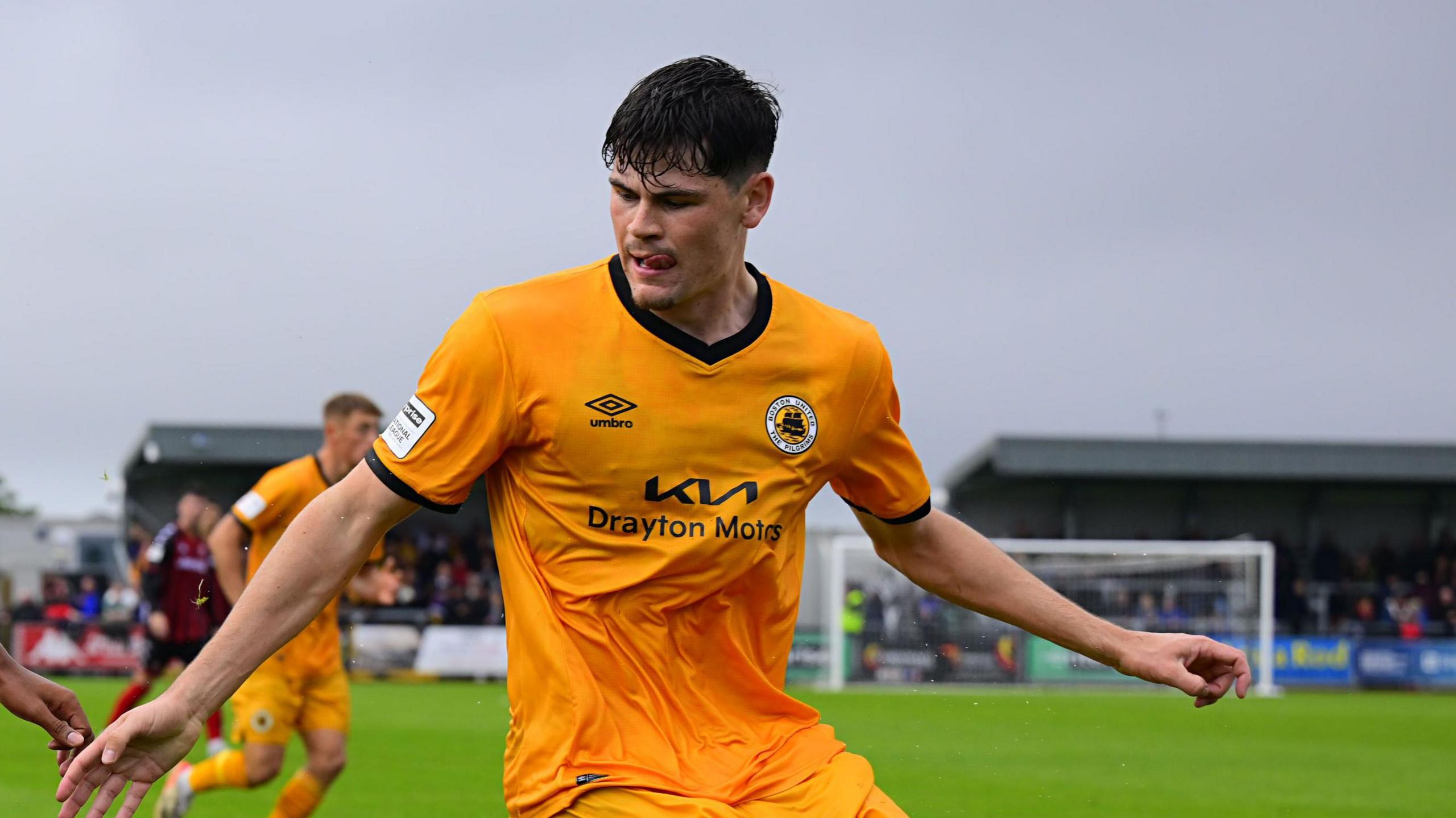 Alex Lankshear in action for Boston United during the 2025-26 season