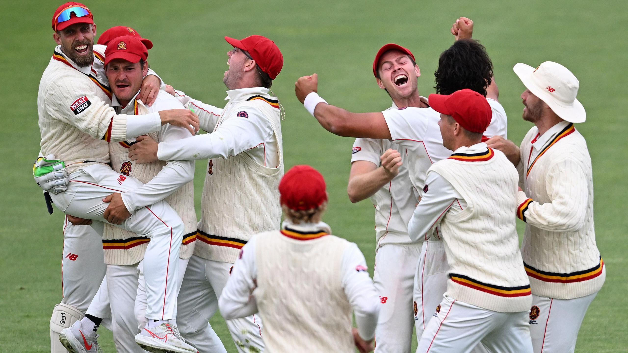 South Australia celebrate beating Tasmania