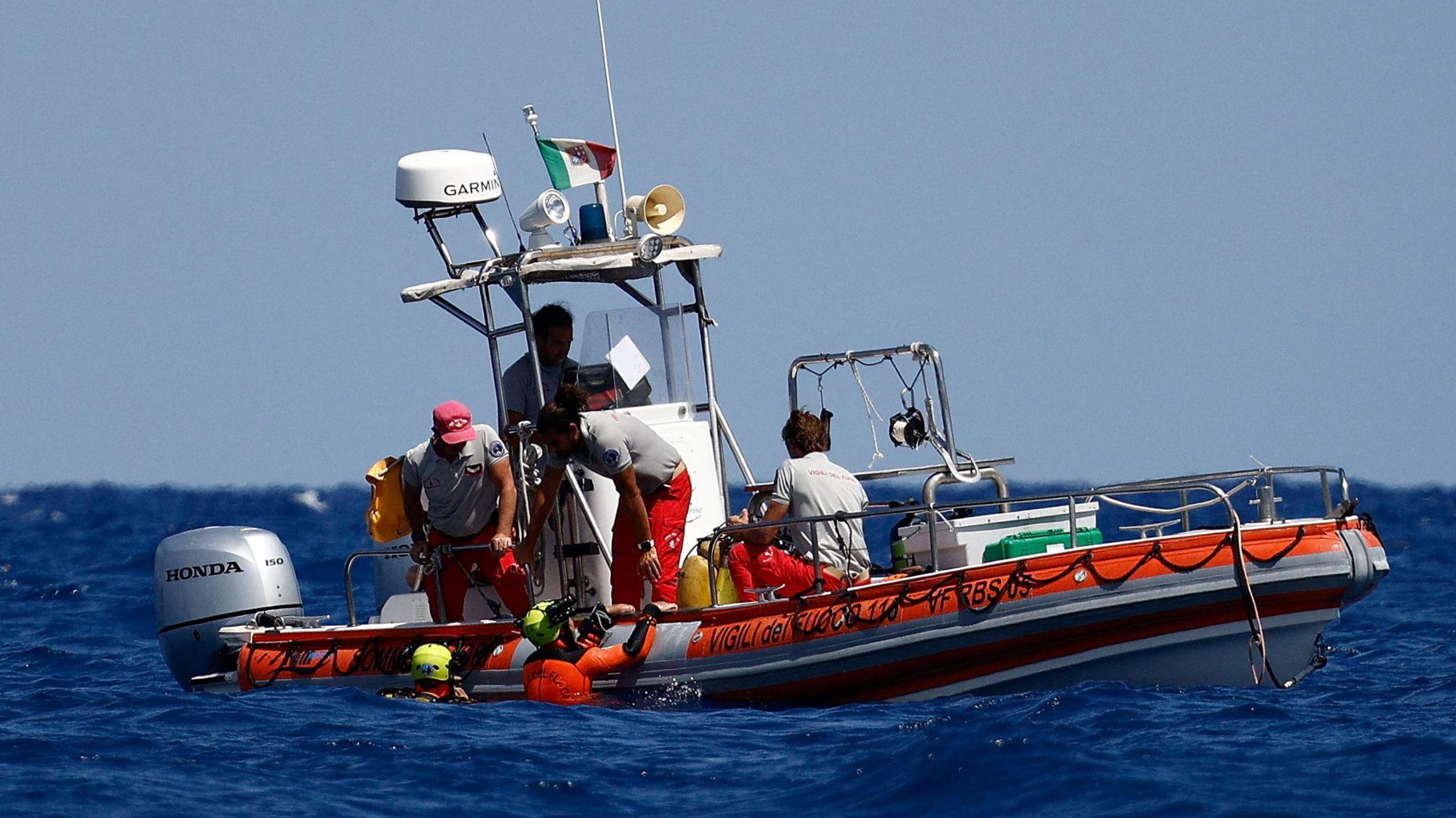 Search and rescue boat in the sea