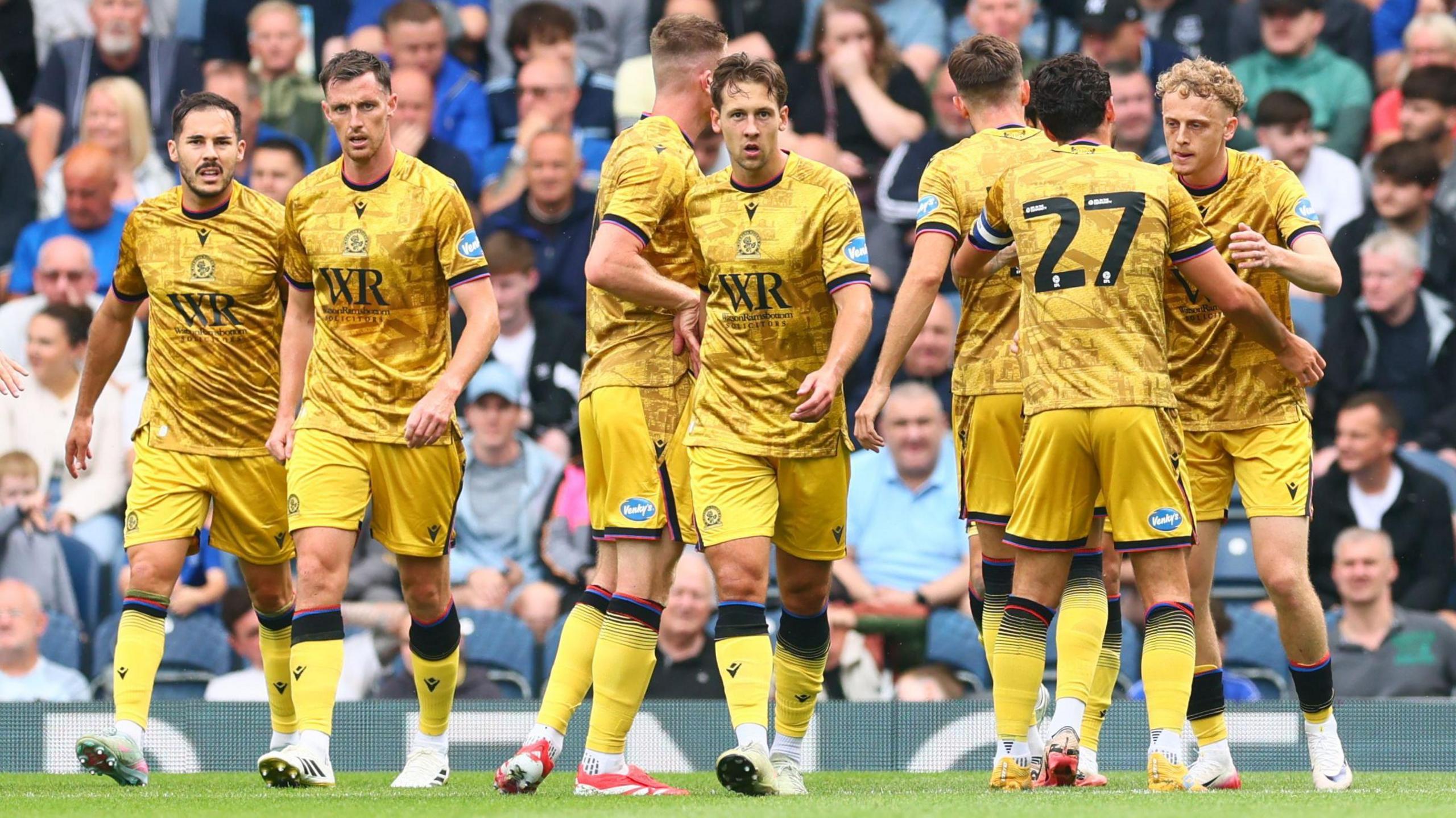 Blackburn Rovers celebrate their goal in a 1-0 win over Everton