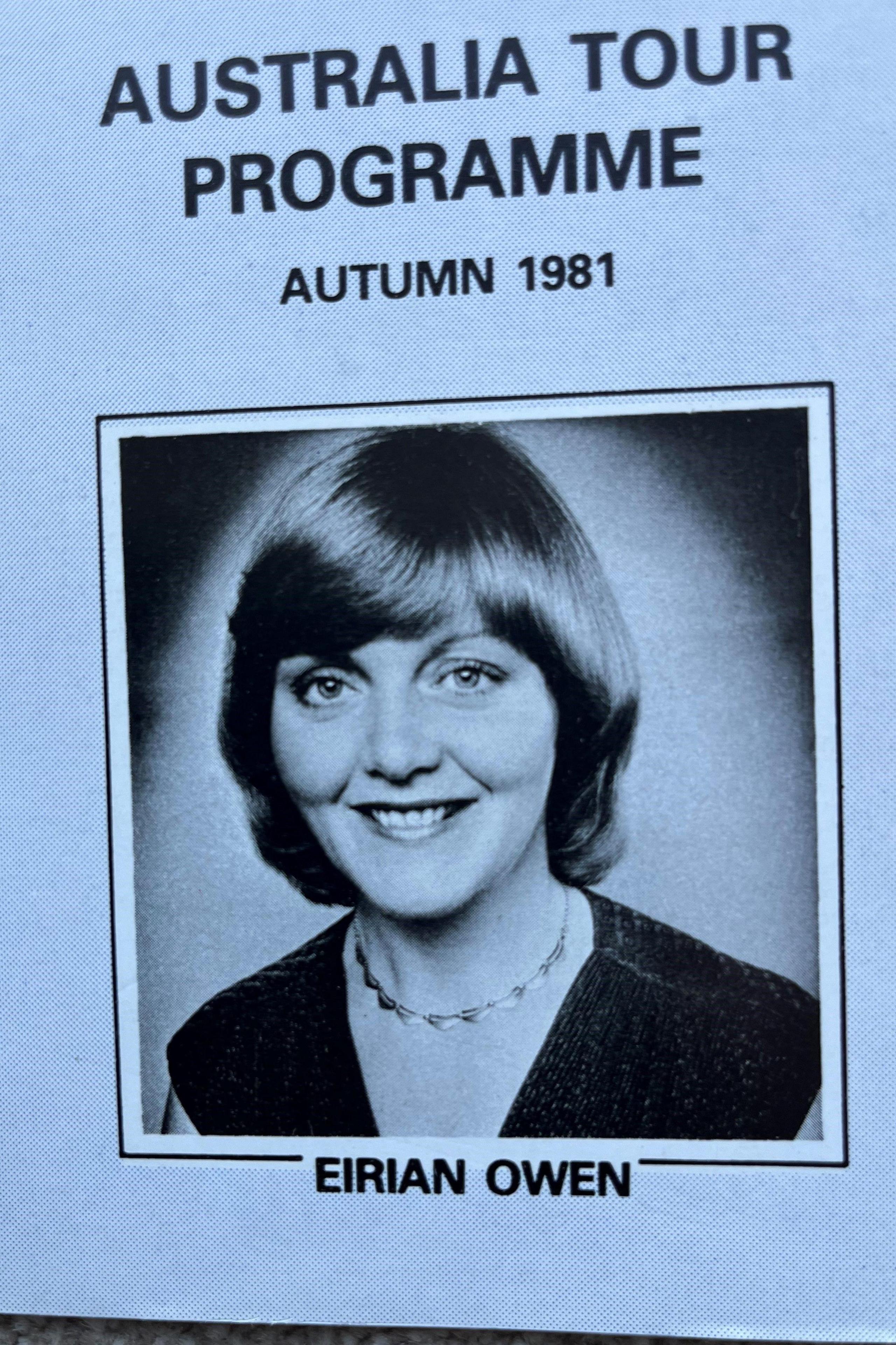 Rhaglen un o'r cyngherddau cofiadwy yn Awstralia yn 1981