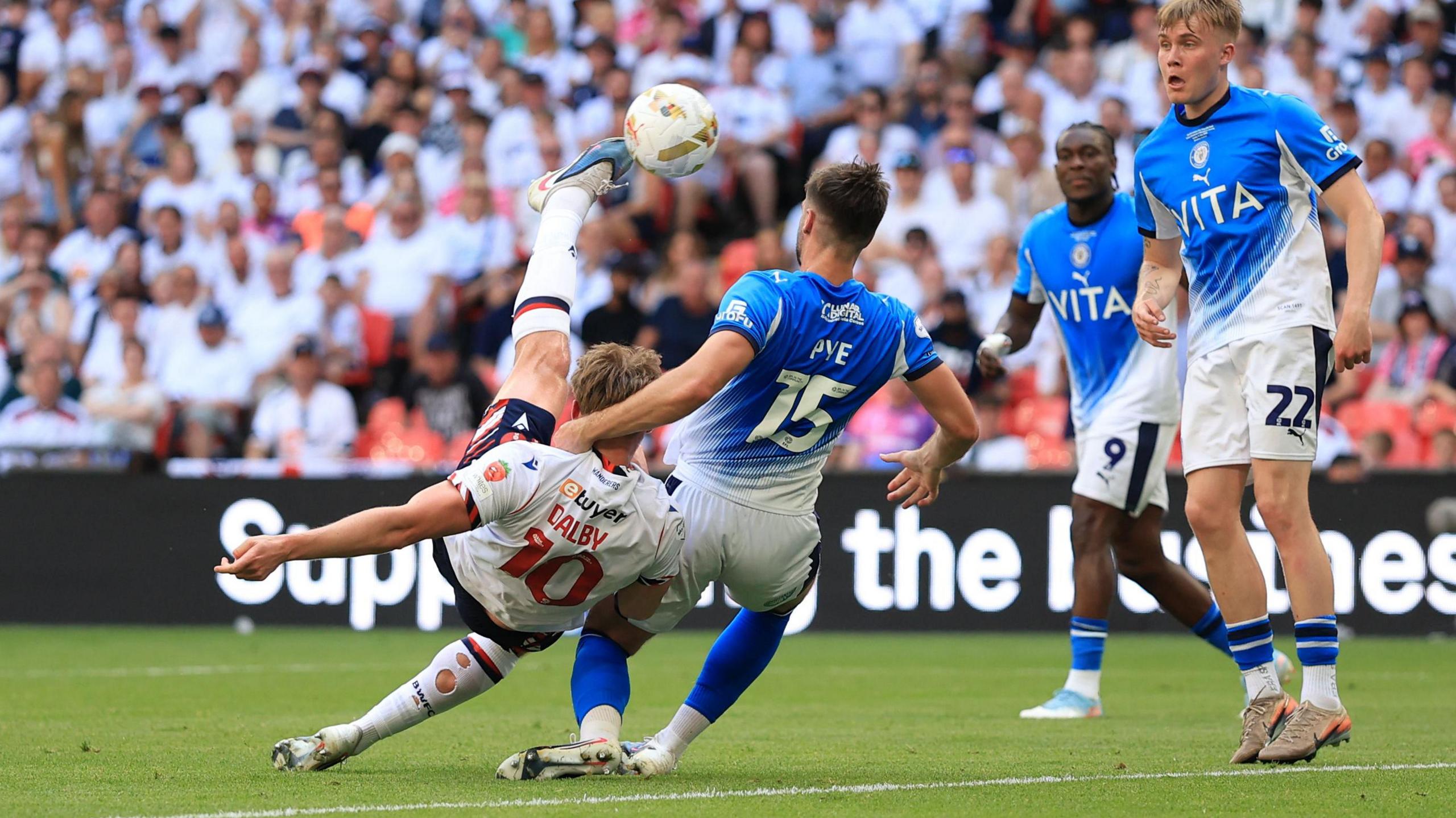 Sam Dalby scores a scissor kick