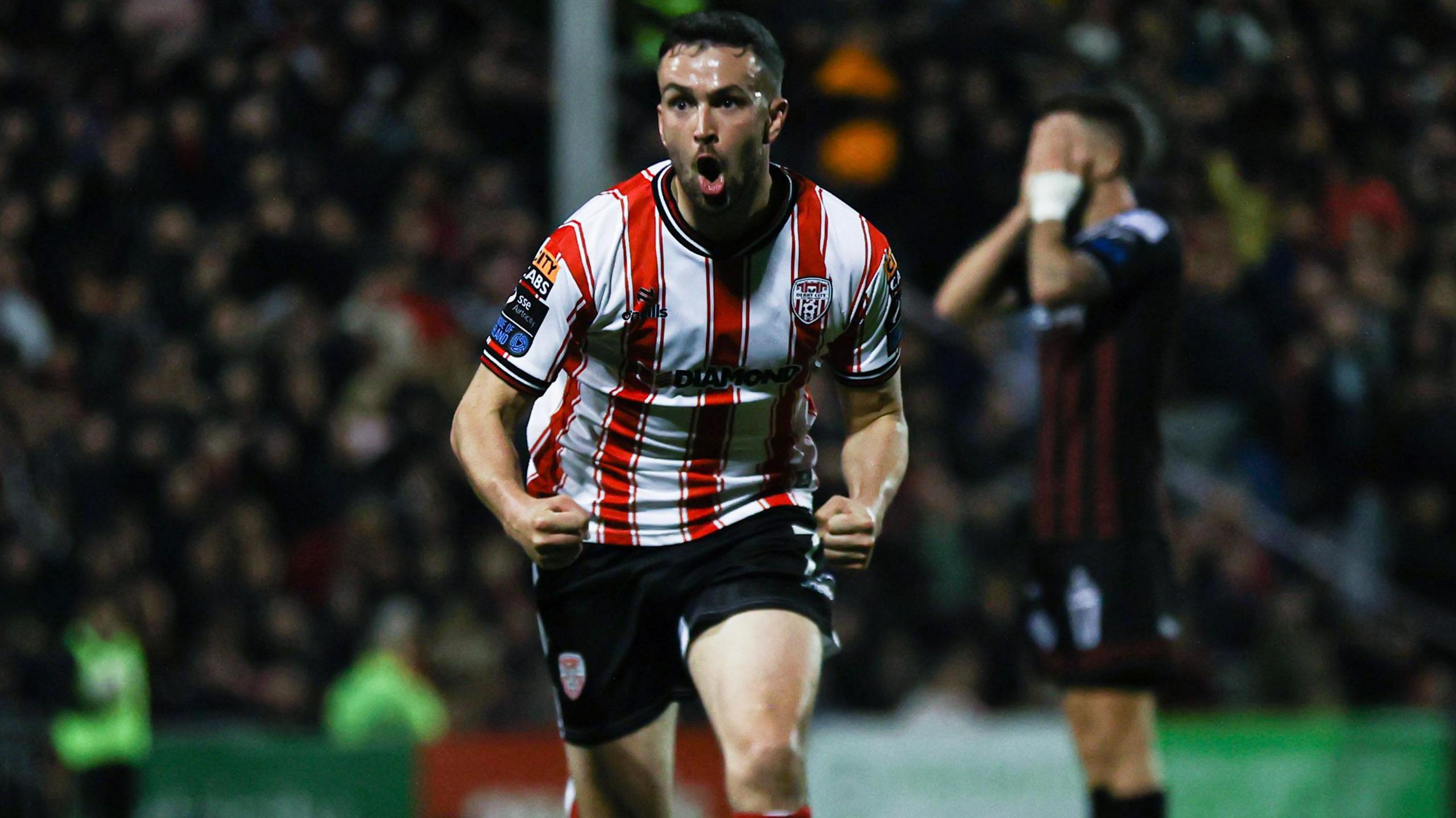 Michael Duffy celebrates scoring for Derry