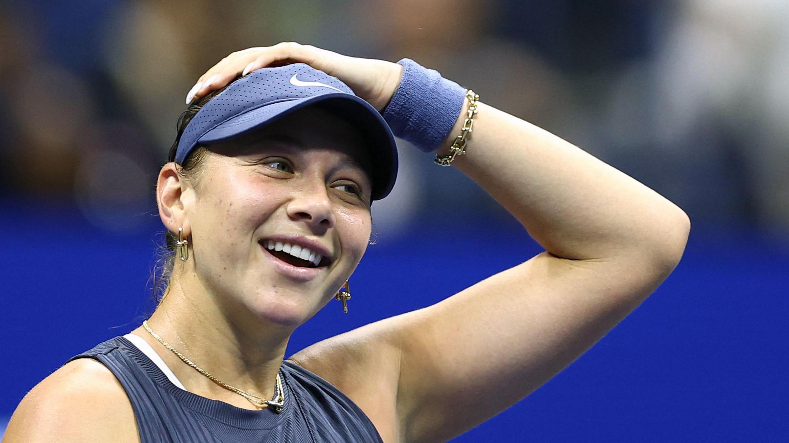 Amanda Anisimova reacts to her US Open win