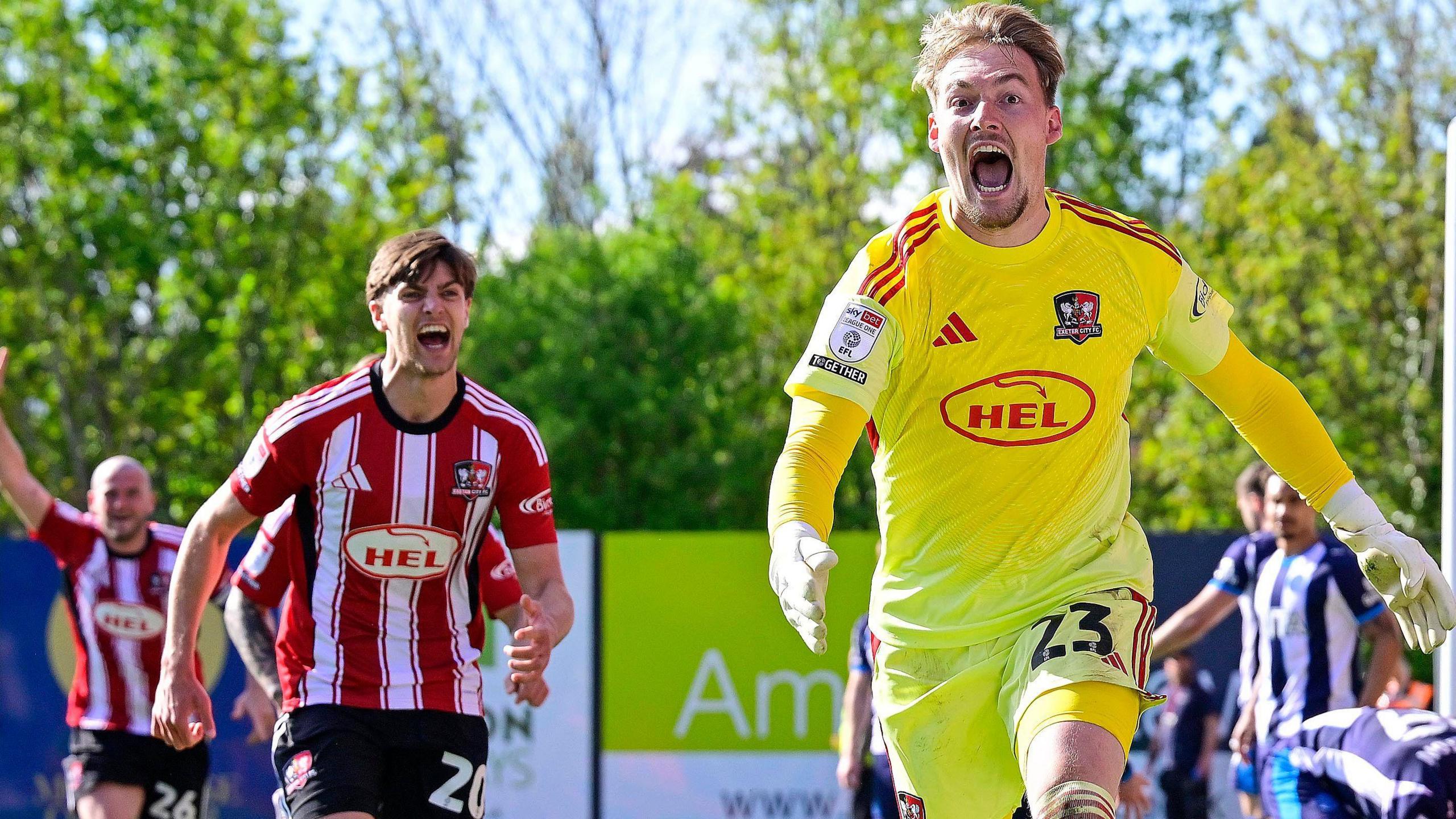 Jack Bycroft celebrates scoring for Exeter Ctty