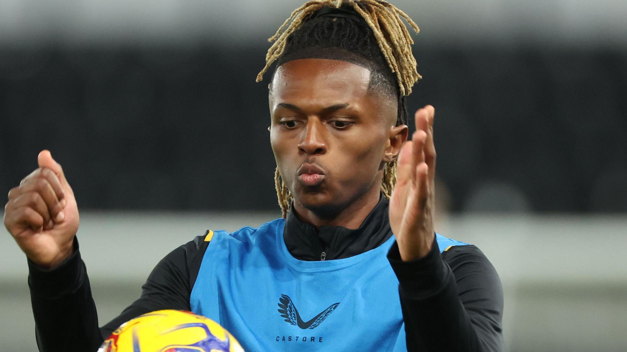 Ethan McLeod controls the ball