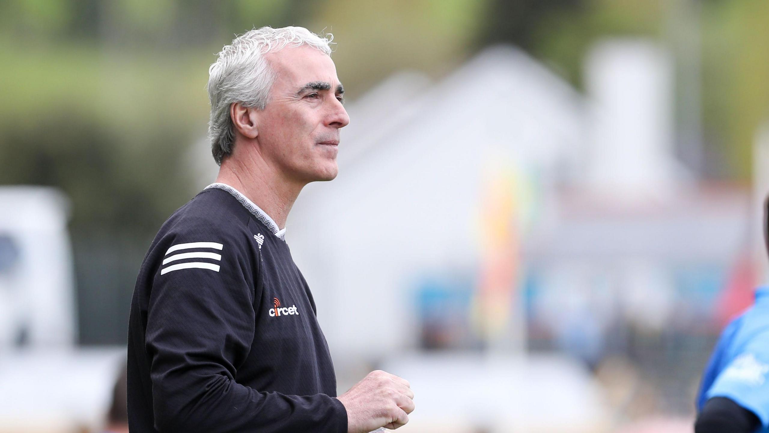 Jim McGuinness watches on during an Ulster SFC clash 
