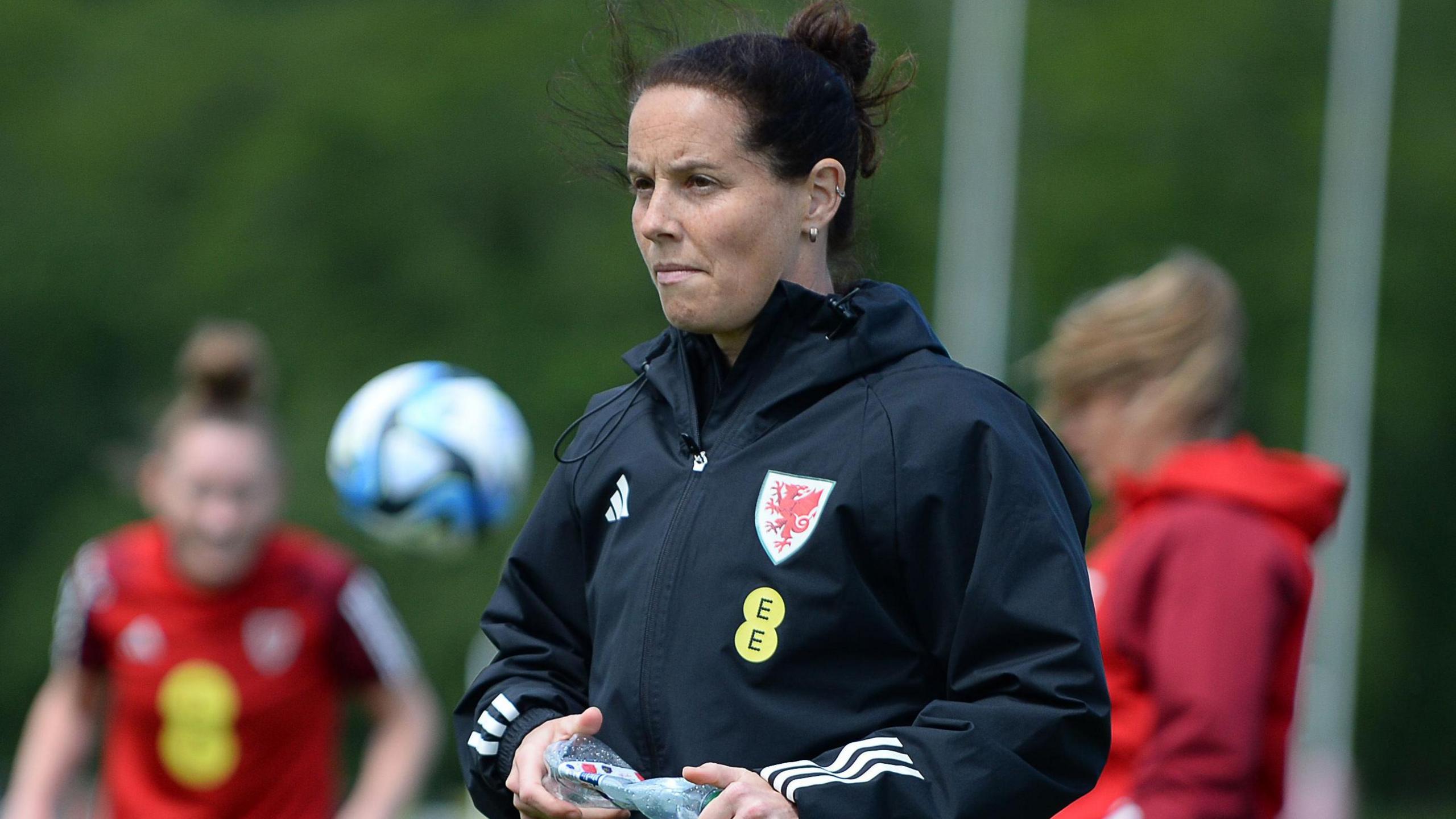 Wales boss Rhian Wilkinson in training jacket