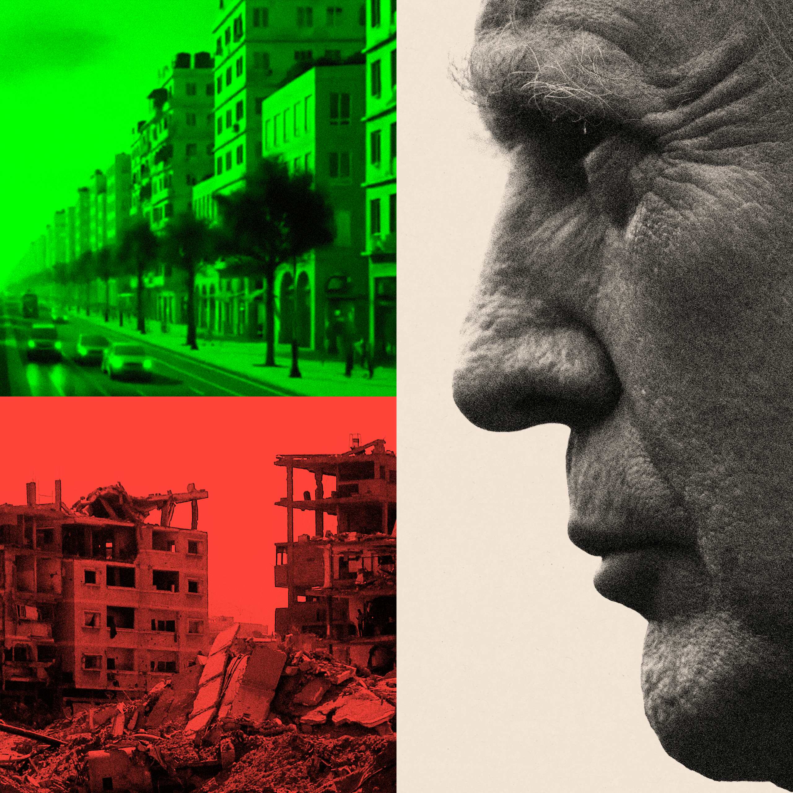 Montage image showing US President Donald Trump alongside images of ruined buildings in Gaza and computer-generated images of the Phoenix plan to rebuild it