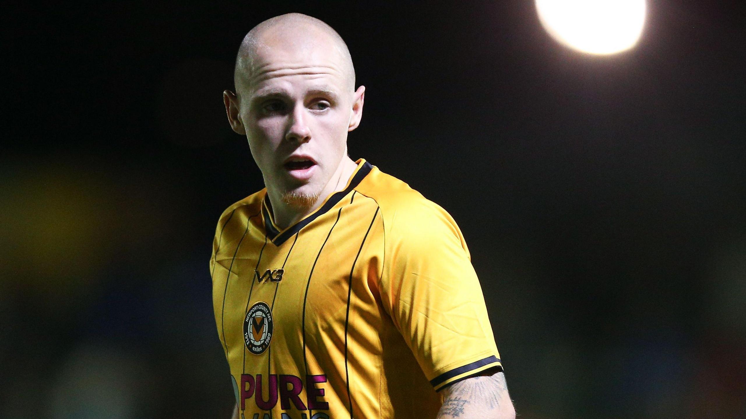James Waite in action for Newport County