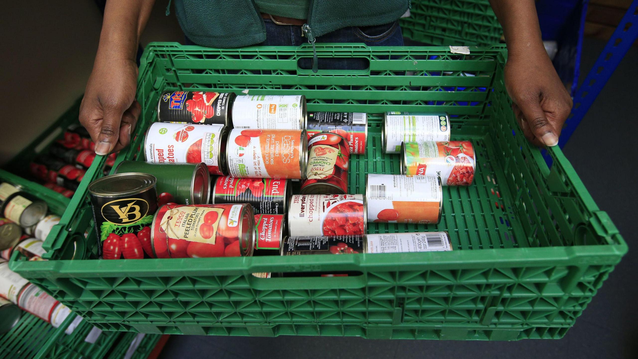 Stocks of food at a foodbank