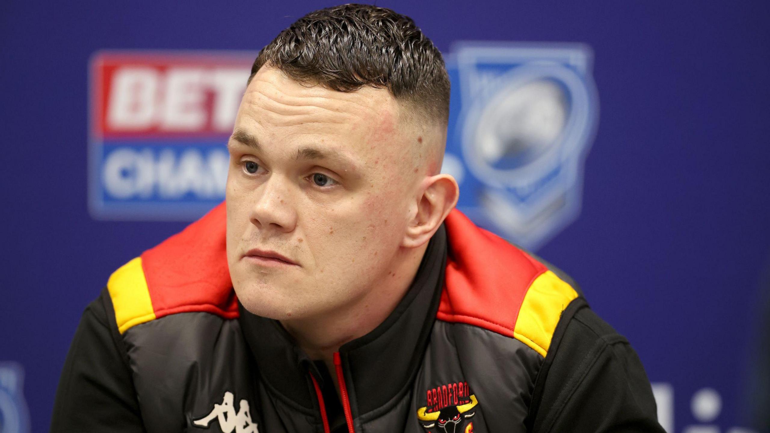 Then Bradford Bulls head coach Eamon O'Carroll talks to the media.