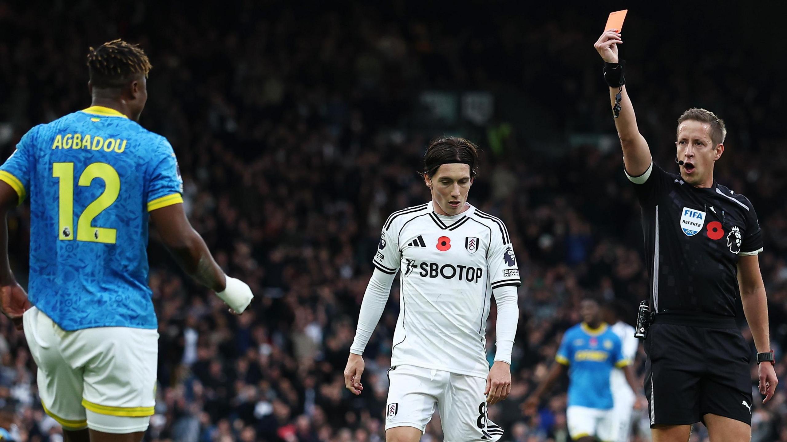 Emmanuel Agbadou is sent off