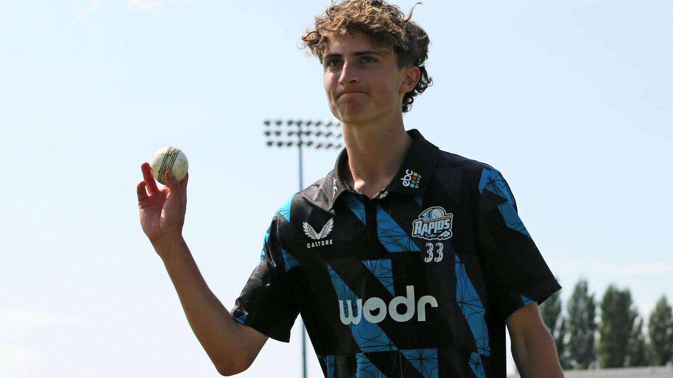 Jack Home celebrates his haul of 6-51 for Worcestershire in the One-Day Cup - against Derbyshire, on only his third first-team appearance