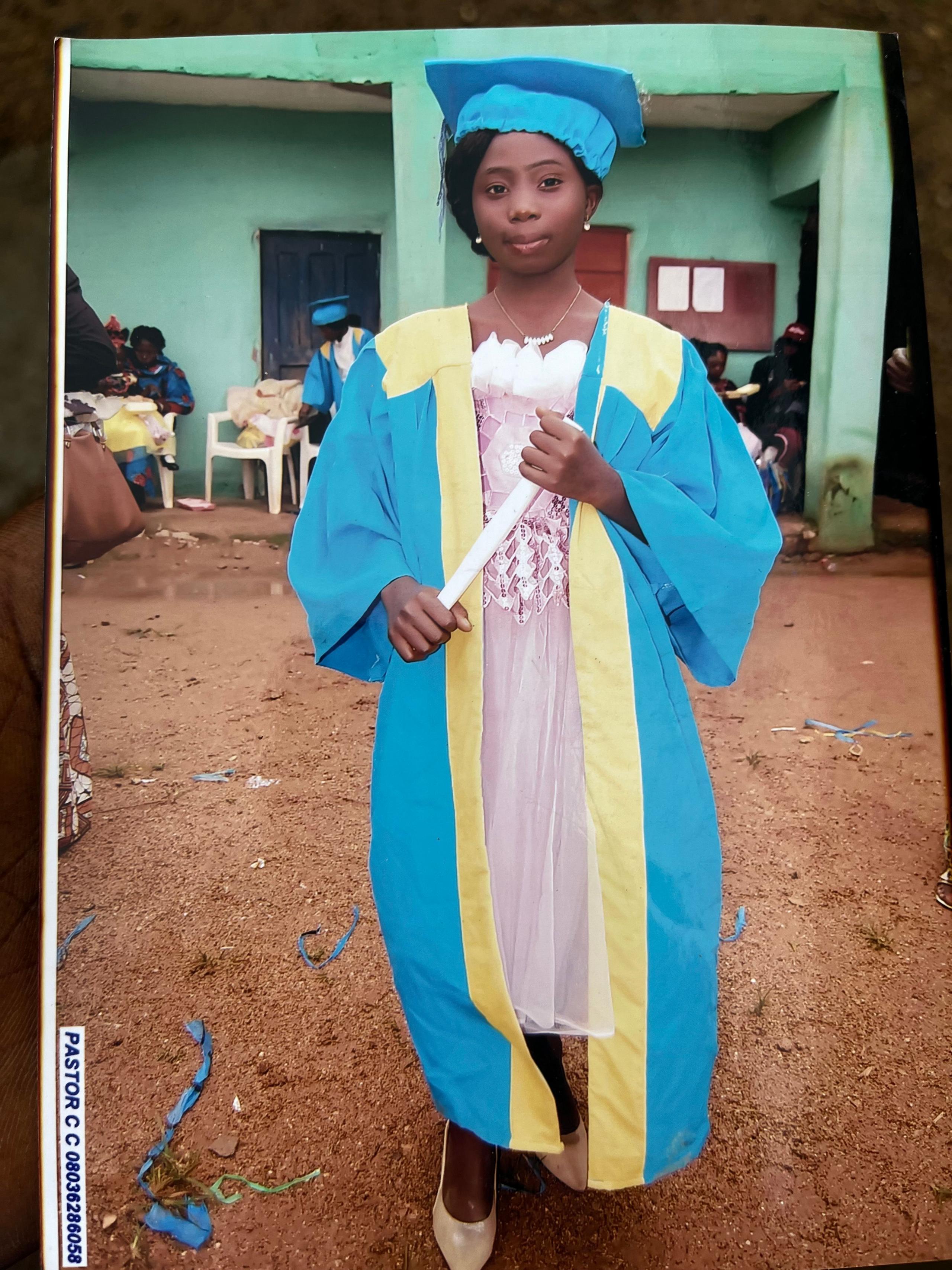 Chinecherem Joy Emeka at her junior high graduation a year ago.