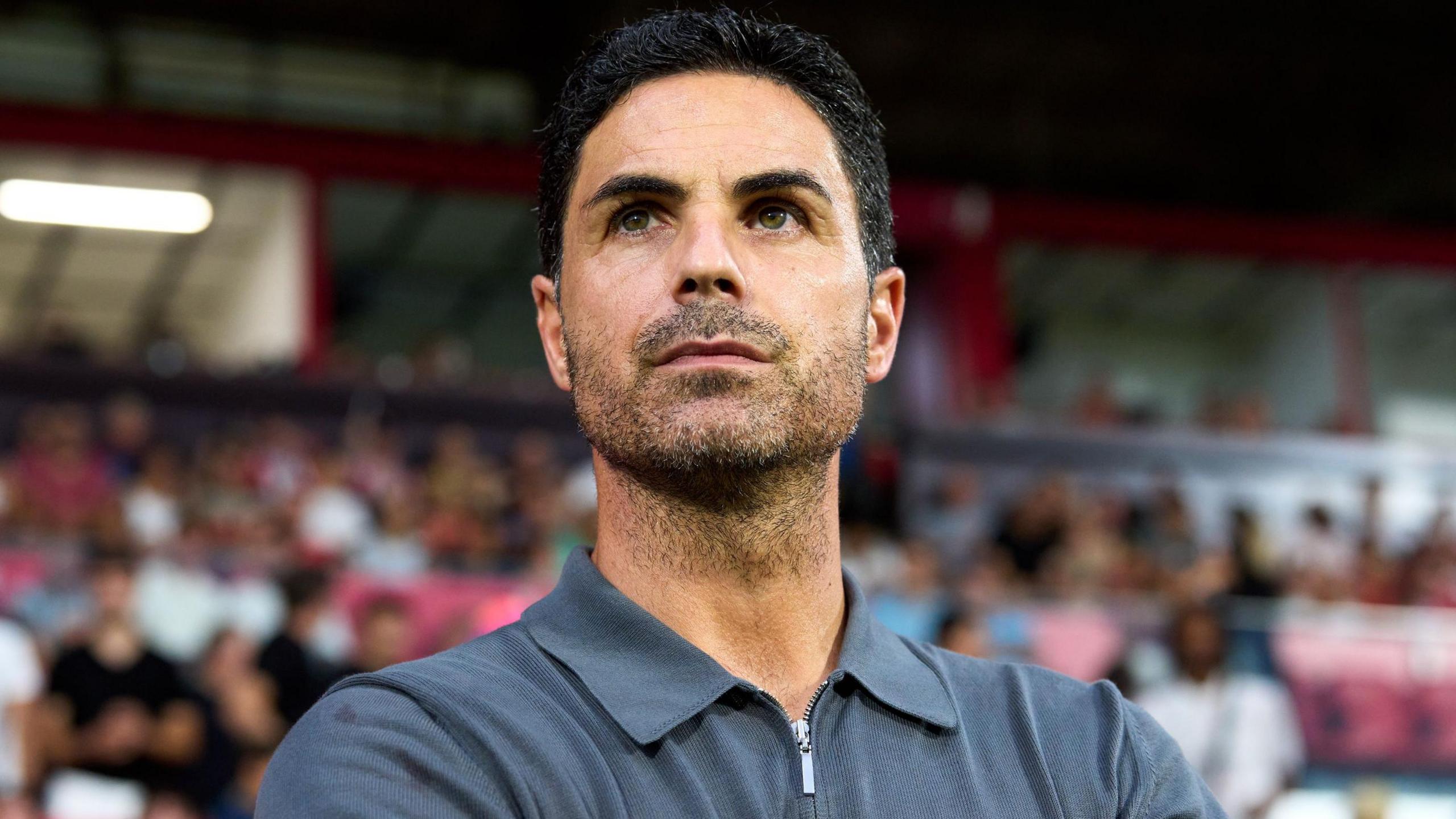 Arsenal manager Mikel Arteta looks on during his side's pre-season friendly against Girona