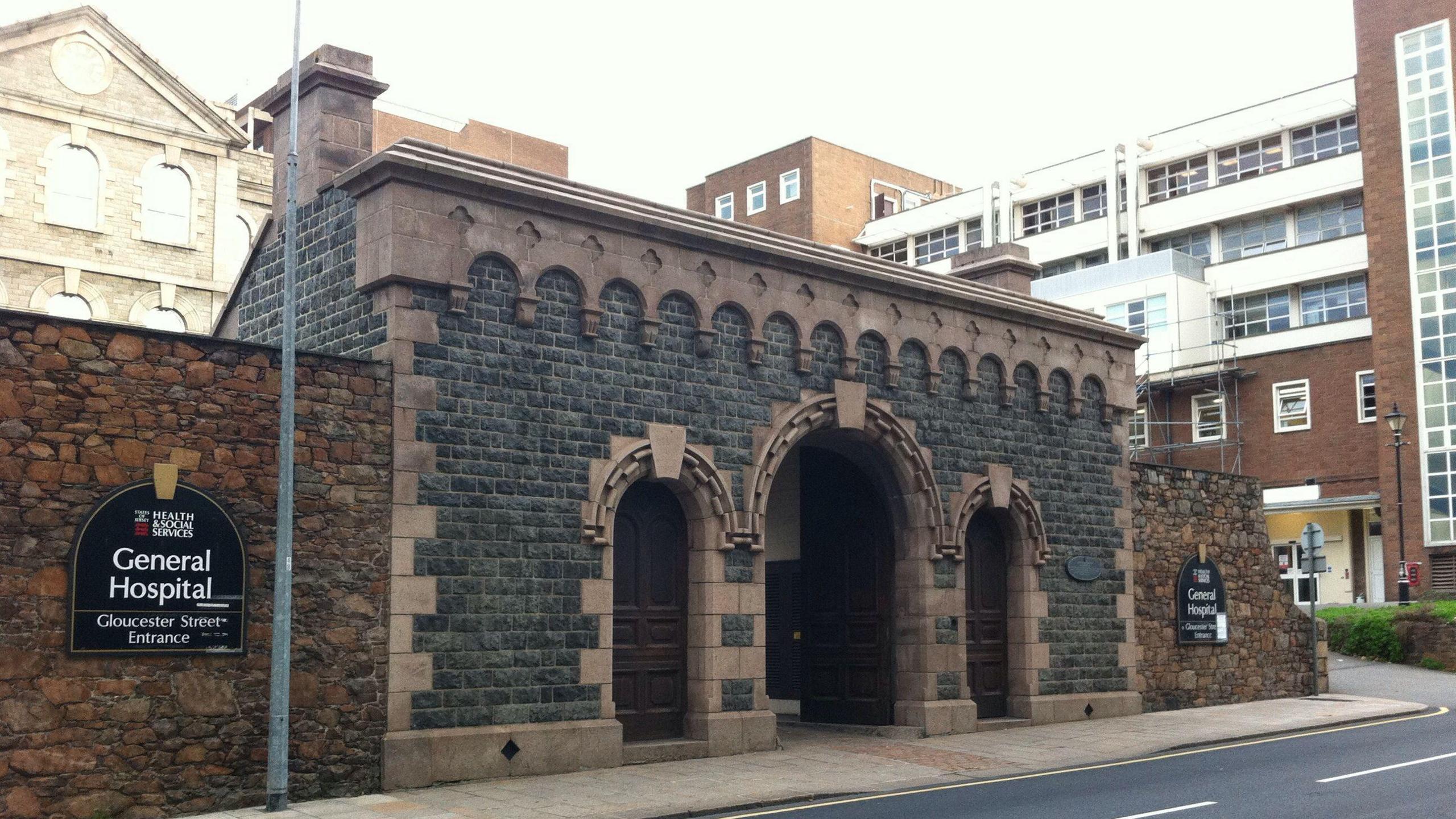 The Gloucester Street entrance to Jersey's General Hospital