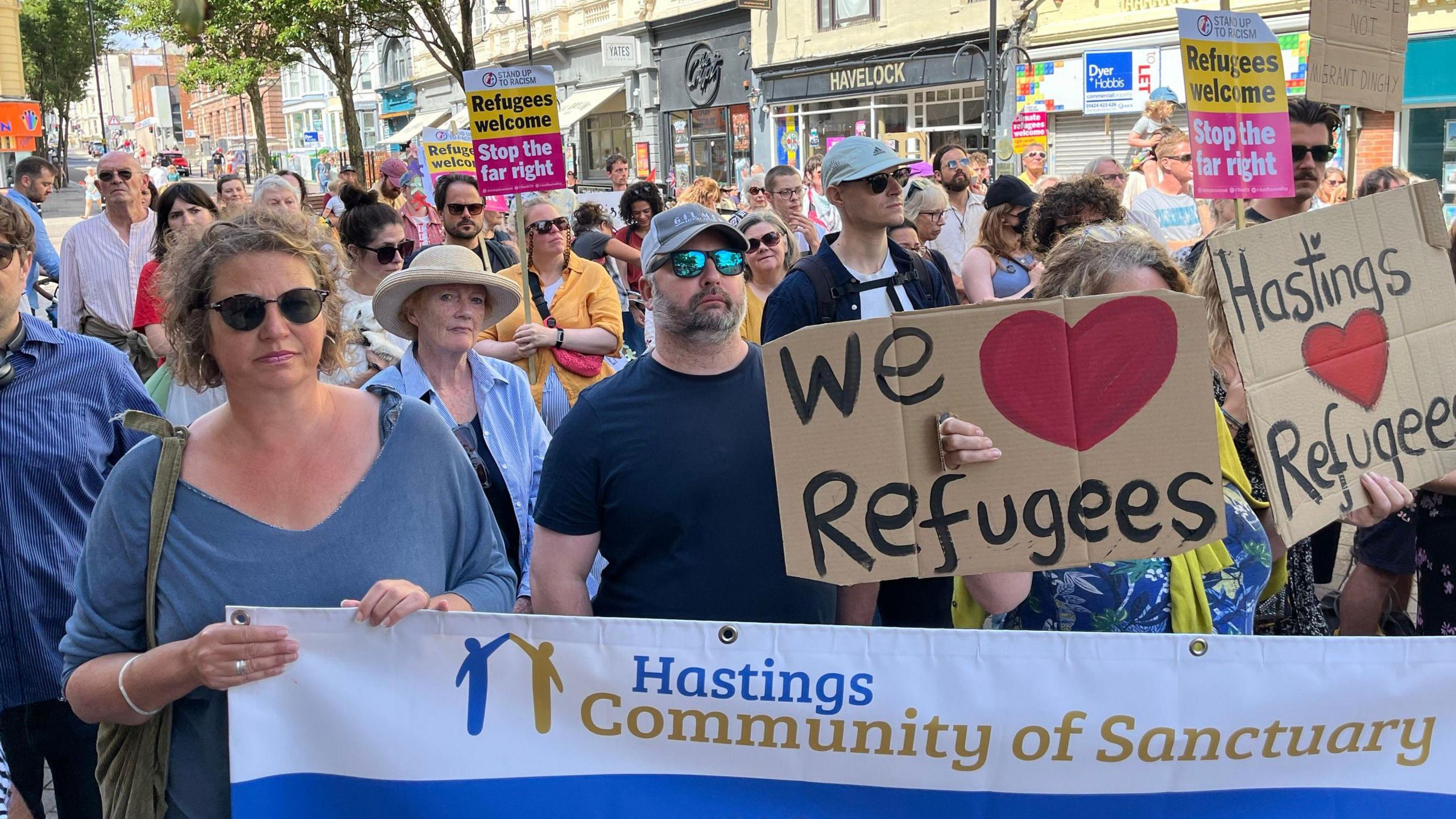 Demonstrators in Hastings on Saturday