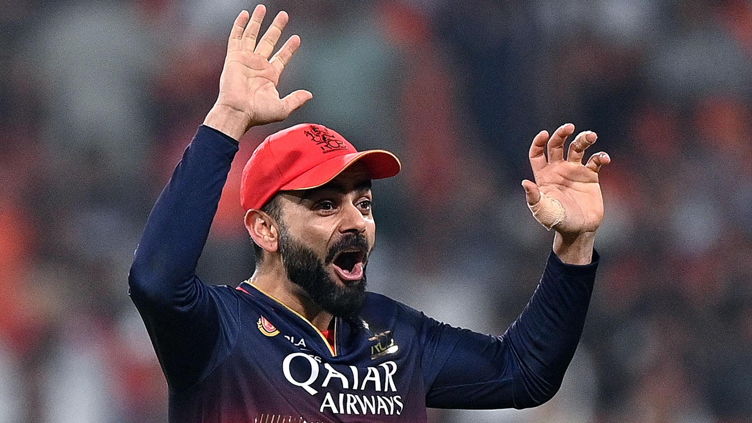 Virat Kohli of Royal Challengers Bengaluru raising his hands in celebration