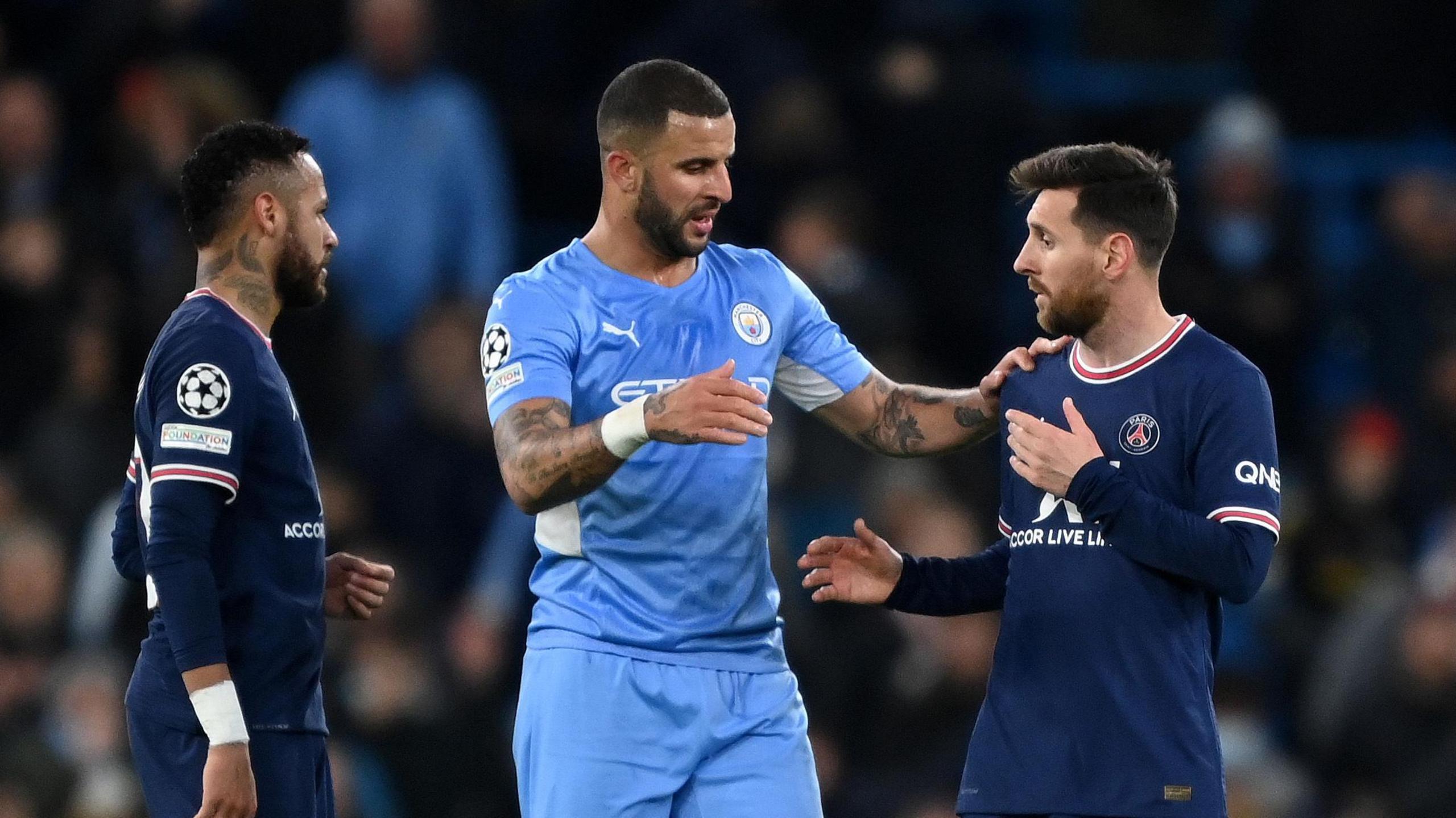 Neymar, Kyle Walker and Lionel Messi