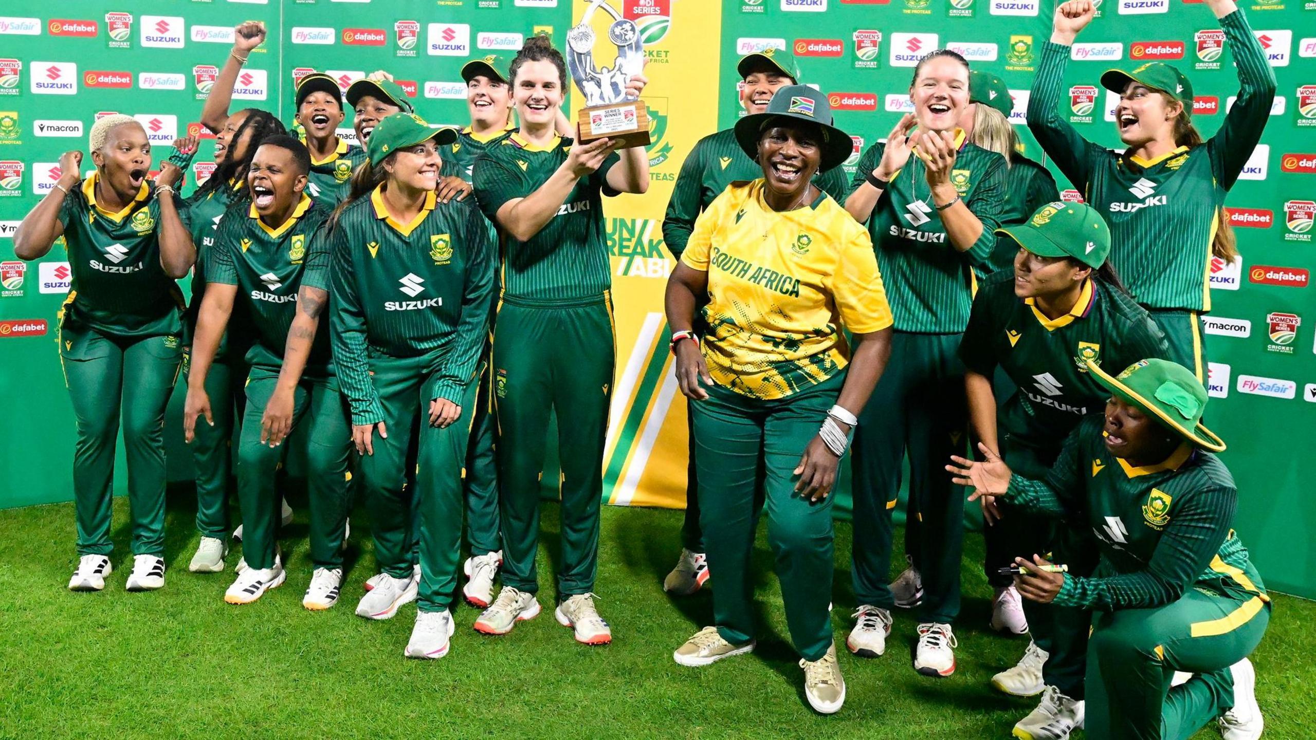 South Africa with the ODI series trophy