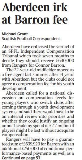 An excerpt from the back page of the Scottish edition of The Times on 020125