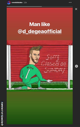 Romelu Lukaku Instagram post praising De Gea in cartoon form