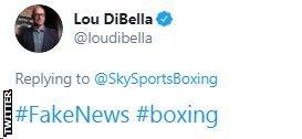 Deontay Wilder's former promoter, Lou Di Bella, describes rumours that Fury and Joshua could fight next as "Fake News"