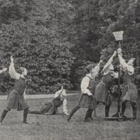Martina Bergman Osterberg's students contesting a netball game outside at Dartford in 1897