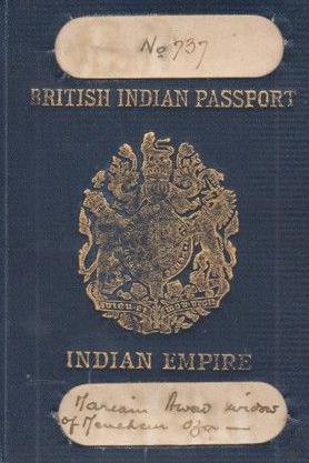 Indian Passport of a Yemeni Jewish Woman from Aden who migrated to Mandate Palestine after the Balfour Declaration