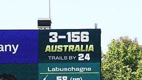 A scoreboards in Australia displaying wickets first