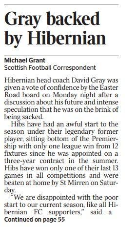 An excerpt of the back page of the Scottish edition of The Times on 121124