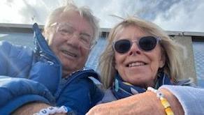 Peter Bridges and his wife on a boat