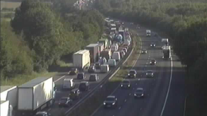 Traffic building up after M1 crash in Leicestershire