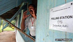 Official summons voters to village polling station, 2006