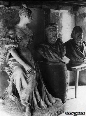 A statue of Emma Bovary, heroine of French novelist, Gustave Flaubert's best known work, 'Madame Bovary'. The statue is being stored in the basement of the author's home, at Croisset in Normandy, during the winter months