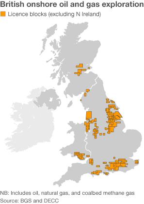 UK onshore oil and gas fields