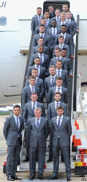 The England team at Luton Airport