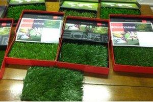 Boxes of artificial turf