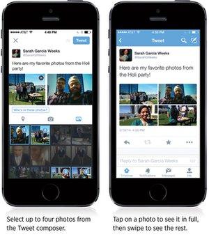 Two phone showing new Twitter features