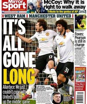 The back page of Monday's Daily Mirror