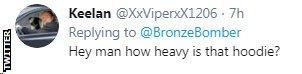 A Twitter user asks Deontay Wilder how heavy his hoodie is in the video uploaded on social media