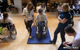 A wheelchair skills class