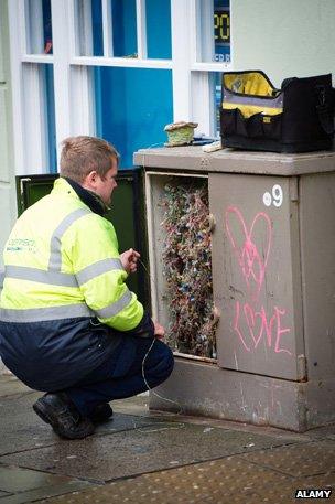 Broadband connection street cabinet