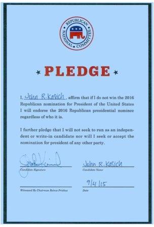 Pledge signed by Kasich