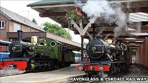 Engines on the Ravenglass and Eskdale Railway