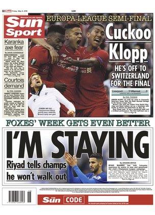 The Sun back page