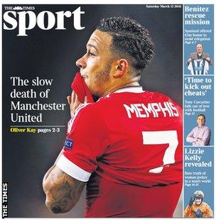 Saturday's Times Sport front page