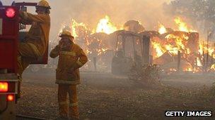 Fire at Labertouche, 125km west of Melbourne, February 2009